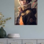 Ember-Eyed Ninja Portrait metal wall art print, view 4