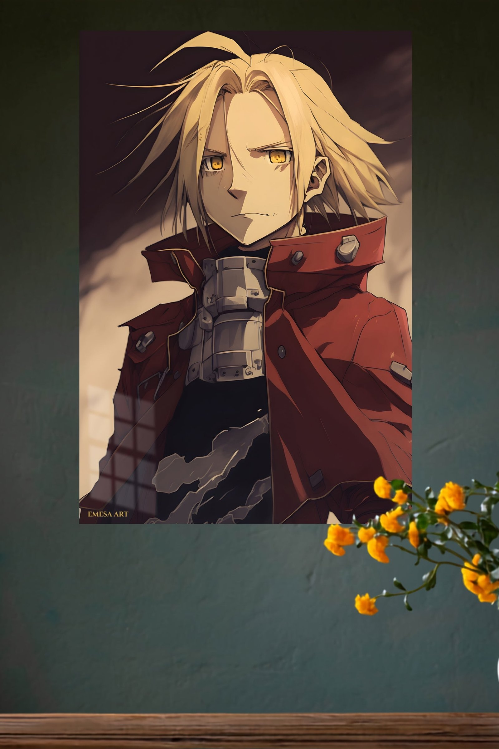 Golden-Eyed Warrior Portrait metal wall art print, view 4