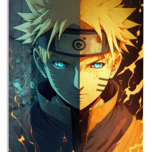 Fire and Frost Ninja Portrait metal wall art print