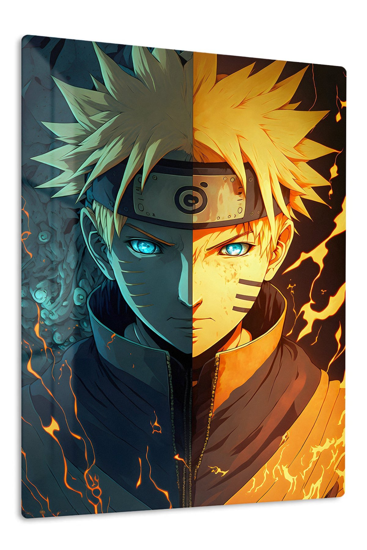 Fire and Frost Ninja Portrait metal wall art print