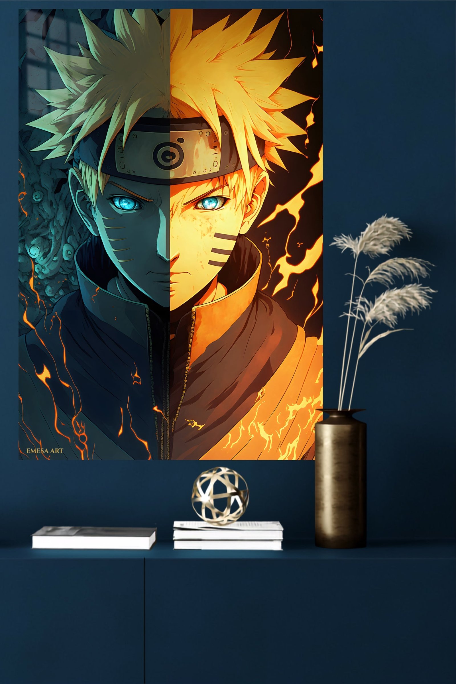 Fire and Frost Ninja Portrait metal wall art print, view 4
