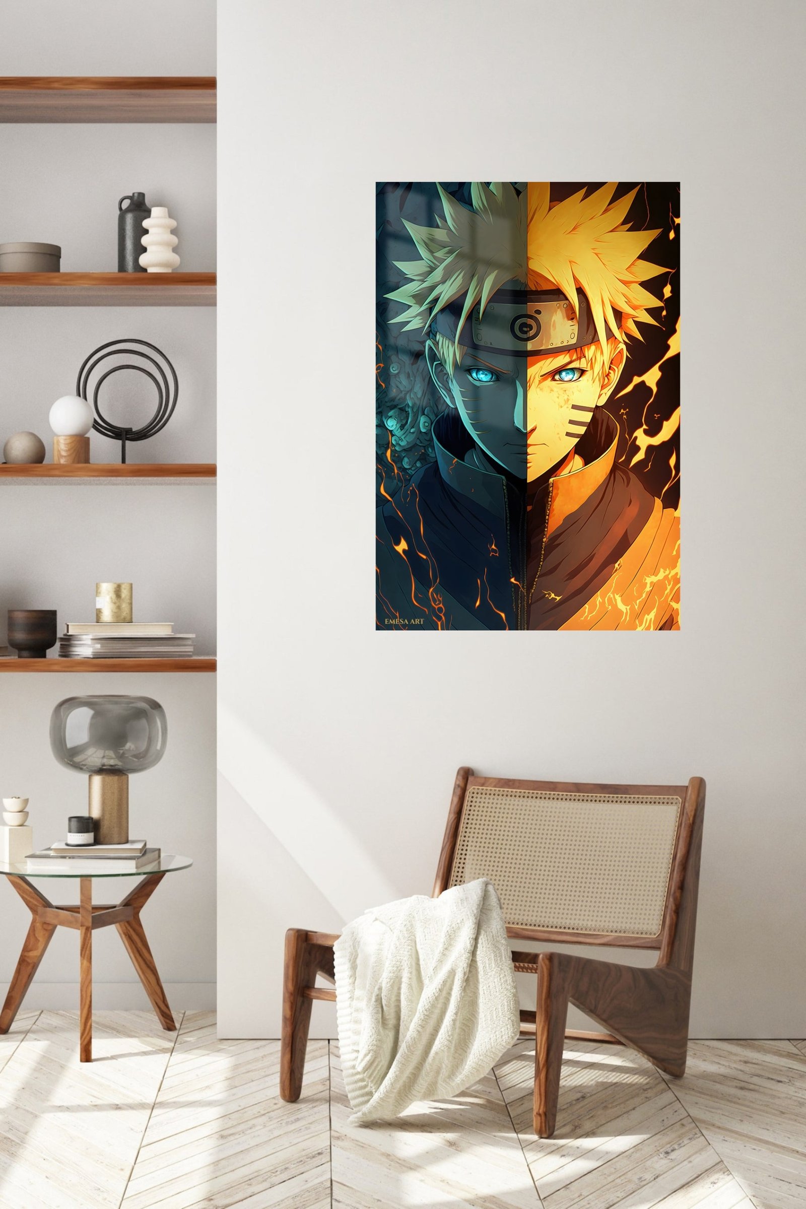 Fire and Frost Ninja Portrait metal wall art print, view 5