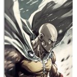 Bald Hero in a Storm metal wall art print