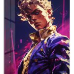 Neon Gaze Warrior Portrait metal wall art print