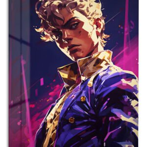 Neon Gaze Warrior Portrait metal wall art print