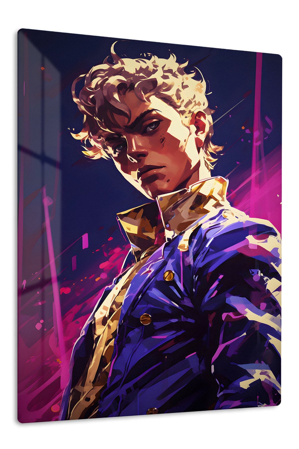 Neon Gaze Warrior Portrait metal wall art print