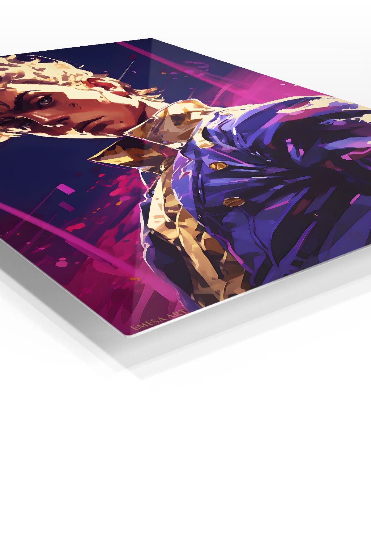 Neon Gaze Warrior Portrait metal wall art print, view 2