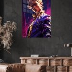 Neon Gaze Warrior Portrait metal wall art print, view 4