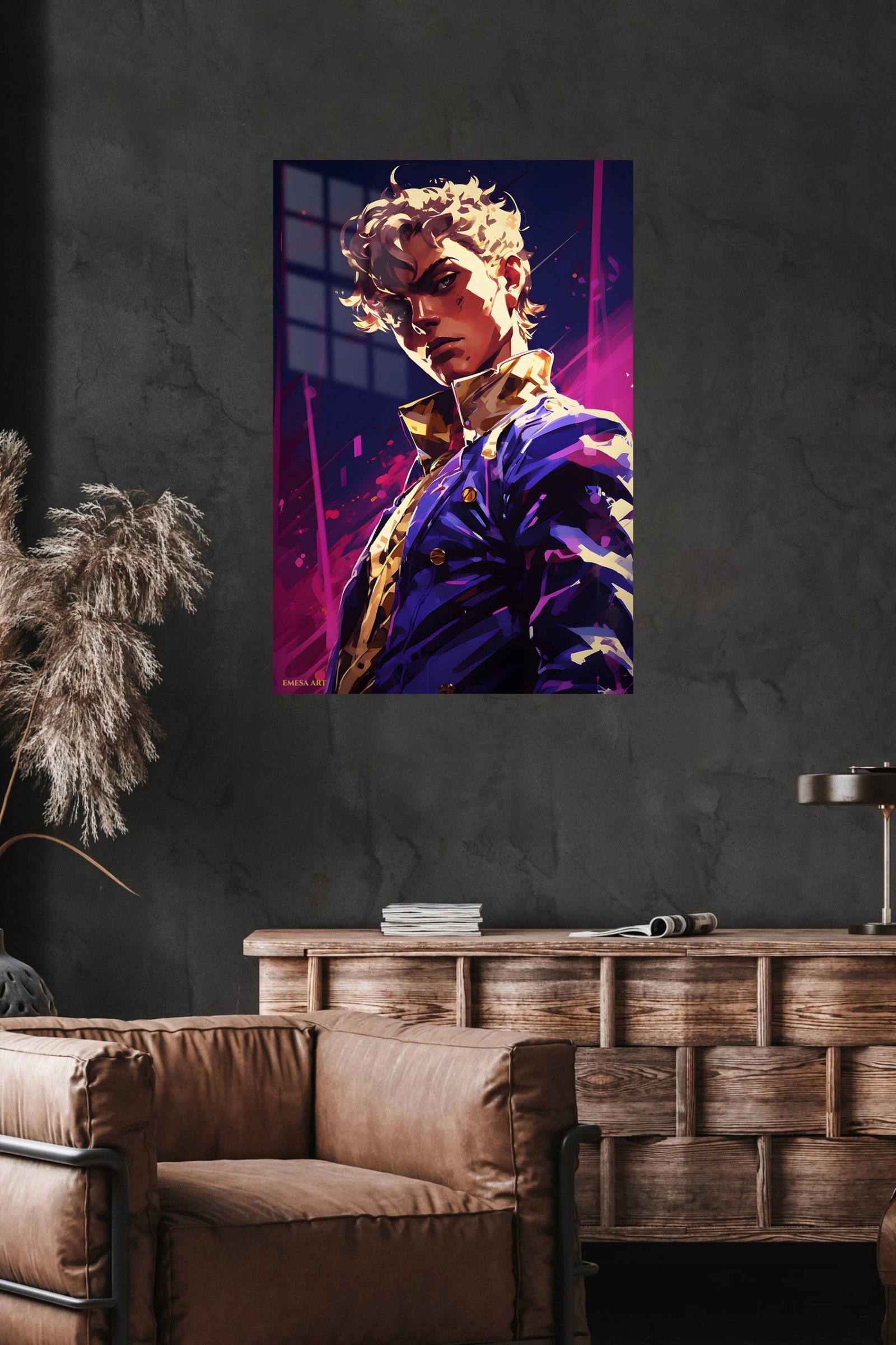 Neon Gaze Warrior Portrait metal wall art print, view 4