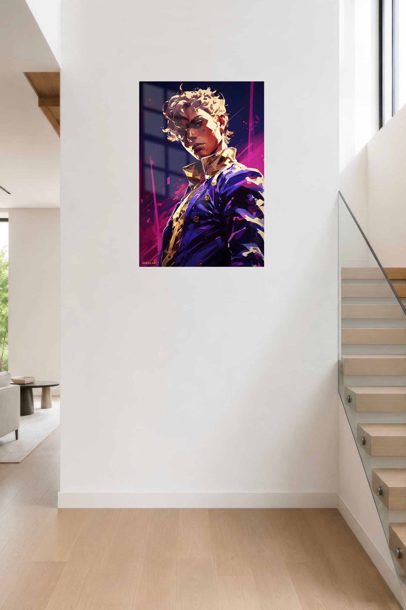 Neon Gaze Warrior Portrait metal wall art print, view 5
