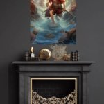 Red-Clad Sky Pirate Adventure metal wall art print, view 4