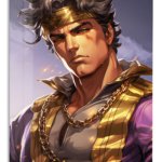 Golden Headband Warrior Portrait metal wall art print
