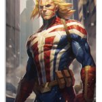 Golden-Haired City Hero metal wall art print