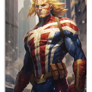 Golden-Haired City Hero metal wall art print
