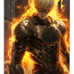 Ember-Eyed Armored Warrior metal wall art print