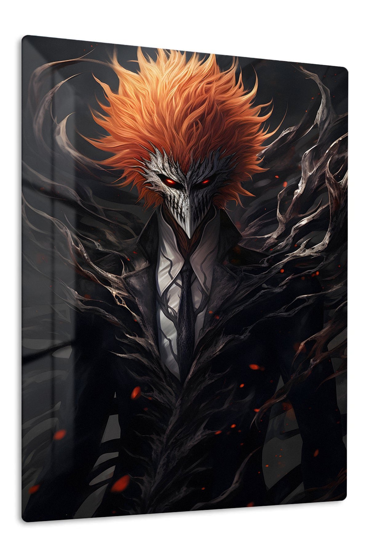 Ember-Haired Masked Warrior metal wall art print
