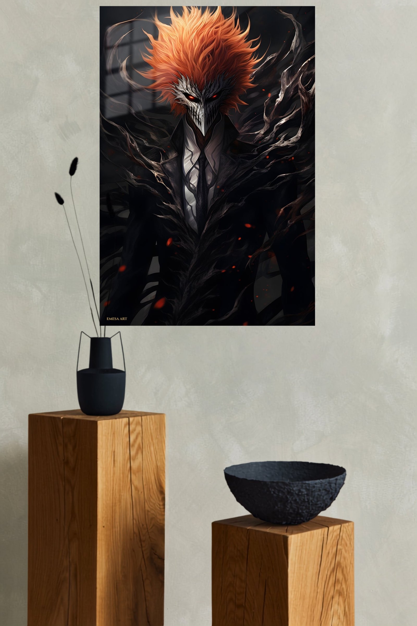 Ember-Haired Masked Warrior metal wall art print, view 4