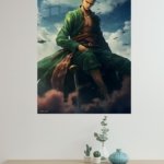 Emerald Swordsman Beneath Storm Clouds metal wall art print, view 4