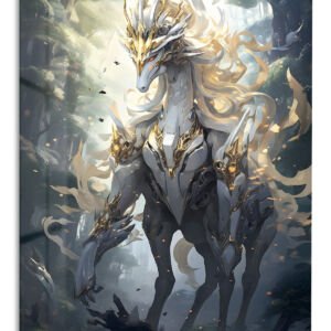 Golden Crown Forest Guardian metal wall art print