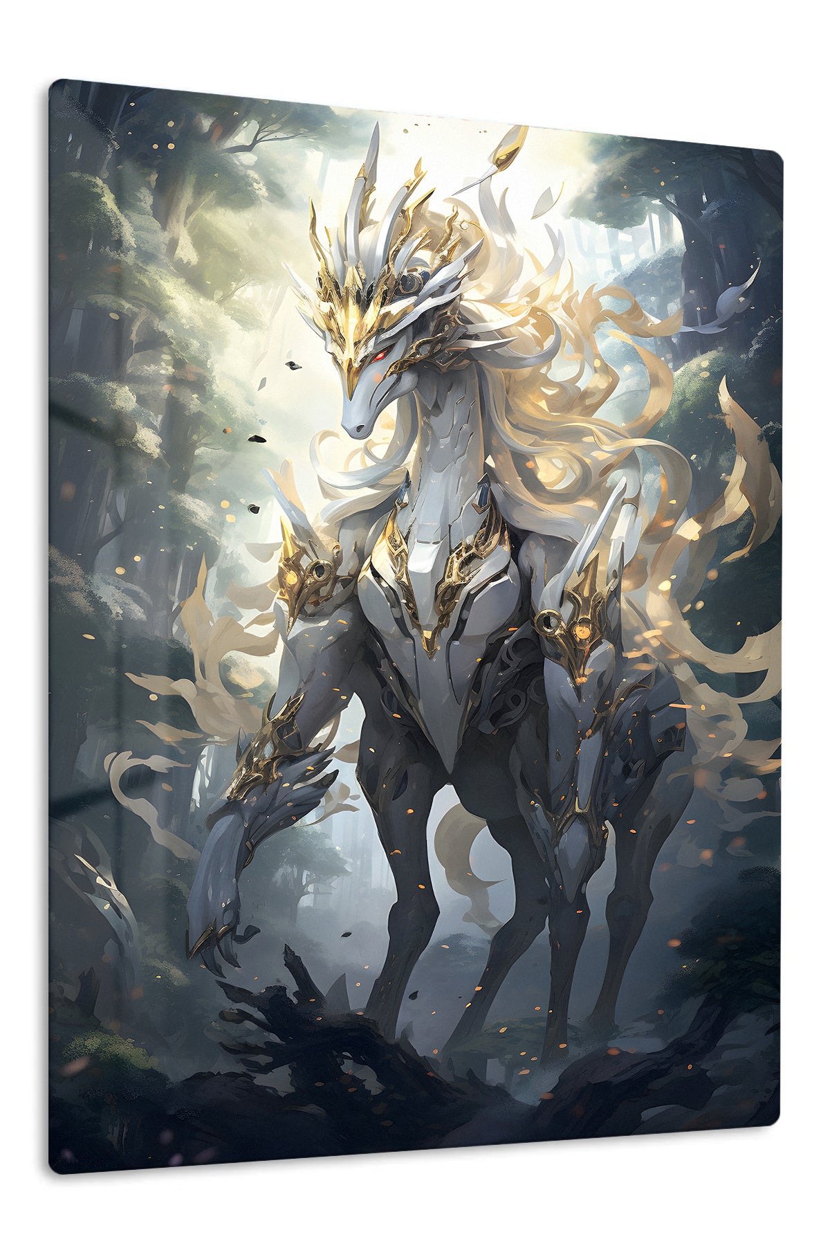 Golden Crown Forest Guardian metal wall art print