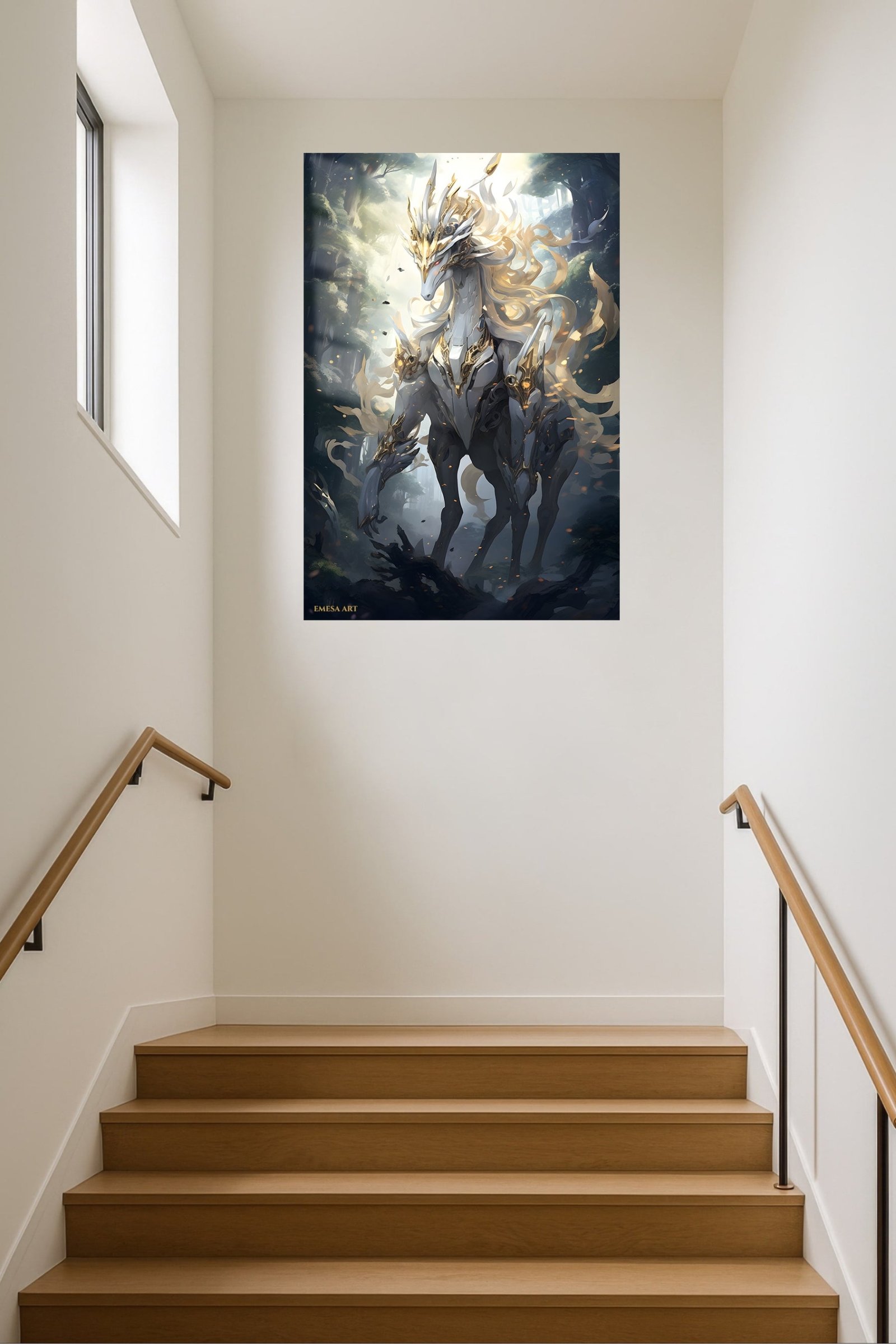 Golden Crown Forest Guardian metal wall art print, view 5