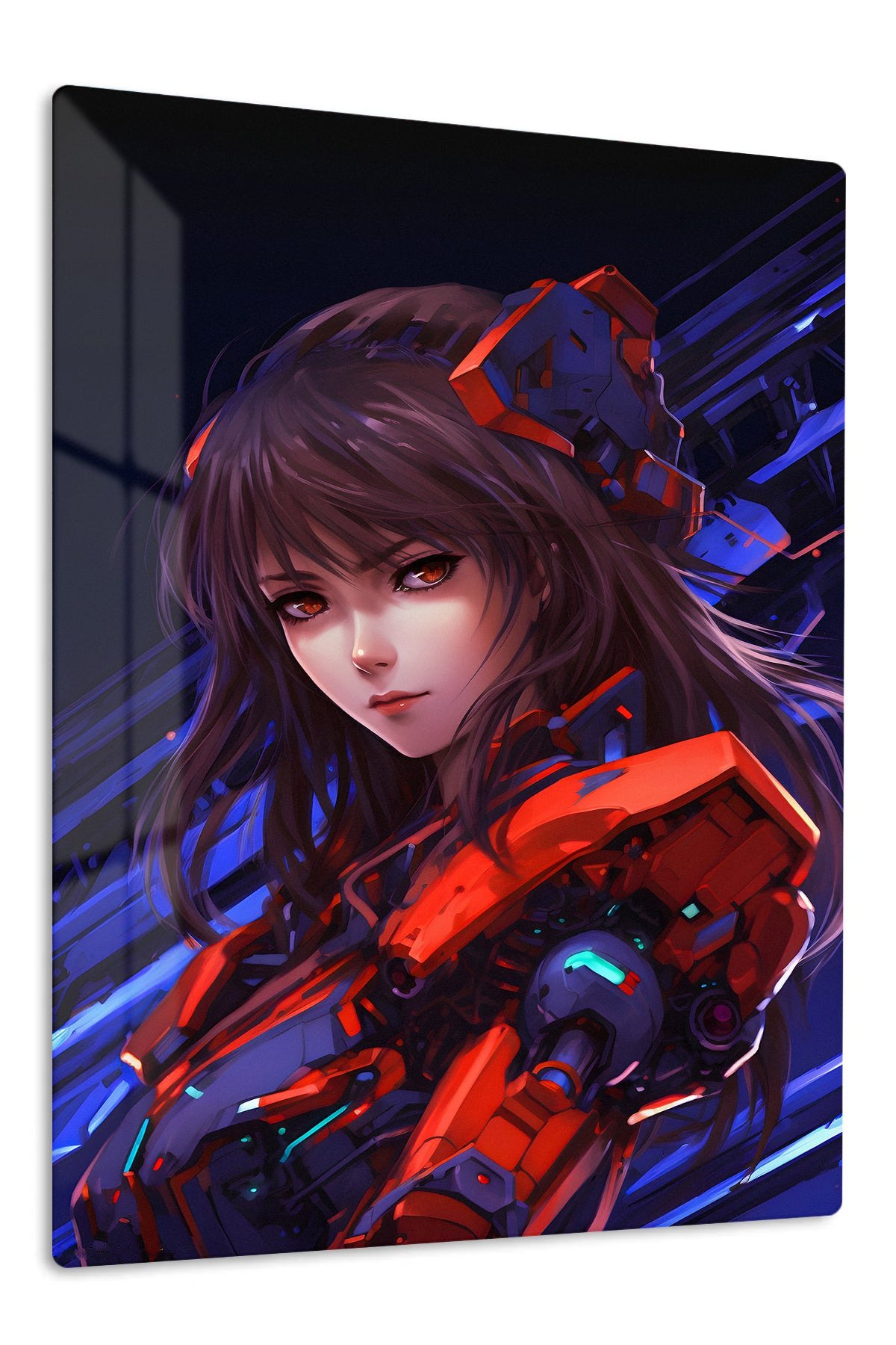 Crimson Mecha Guardian metal wall art print