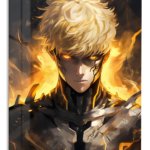 Golden-Fire Armored Warrior metal wall art print