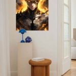 Golden-Fire Armored Warrior metal wall art print, view 5