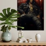 Shadowed Warrior in Crimson Booth metal wall art print, view 4