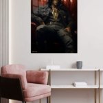 Shadowed Warrior in Crimson Booth metal wall art print, view 5