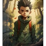 Forest Explorer with Spiked Hair metal wall art print