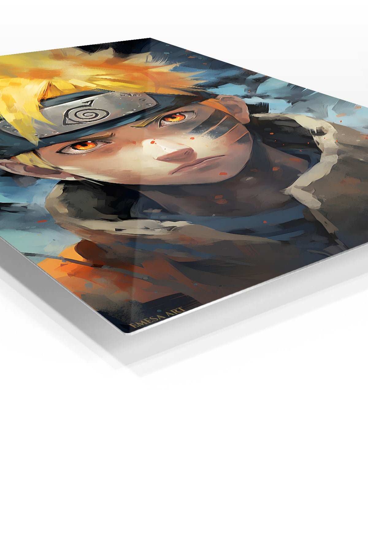 Golden-Haired Fiery Ninja Portrait metal wall art print, view 2