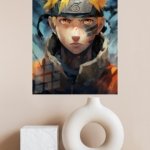 Golden-Haired Fiery Ninja Portrait metal wall art print, view 4