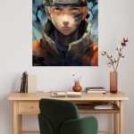 Golden-Haired Fiery Ninja Portrait metal wall art print, view 5