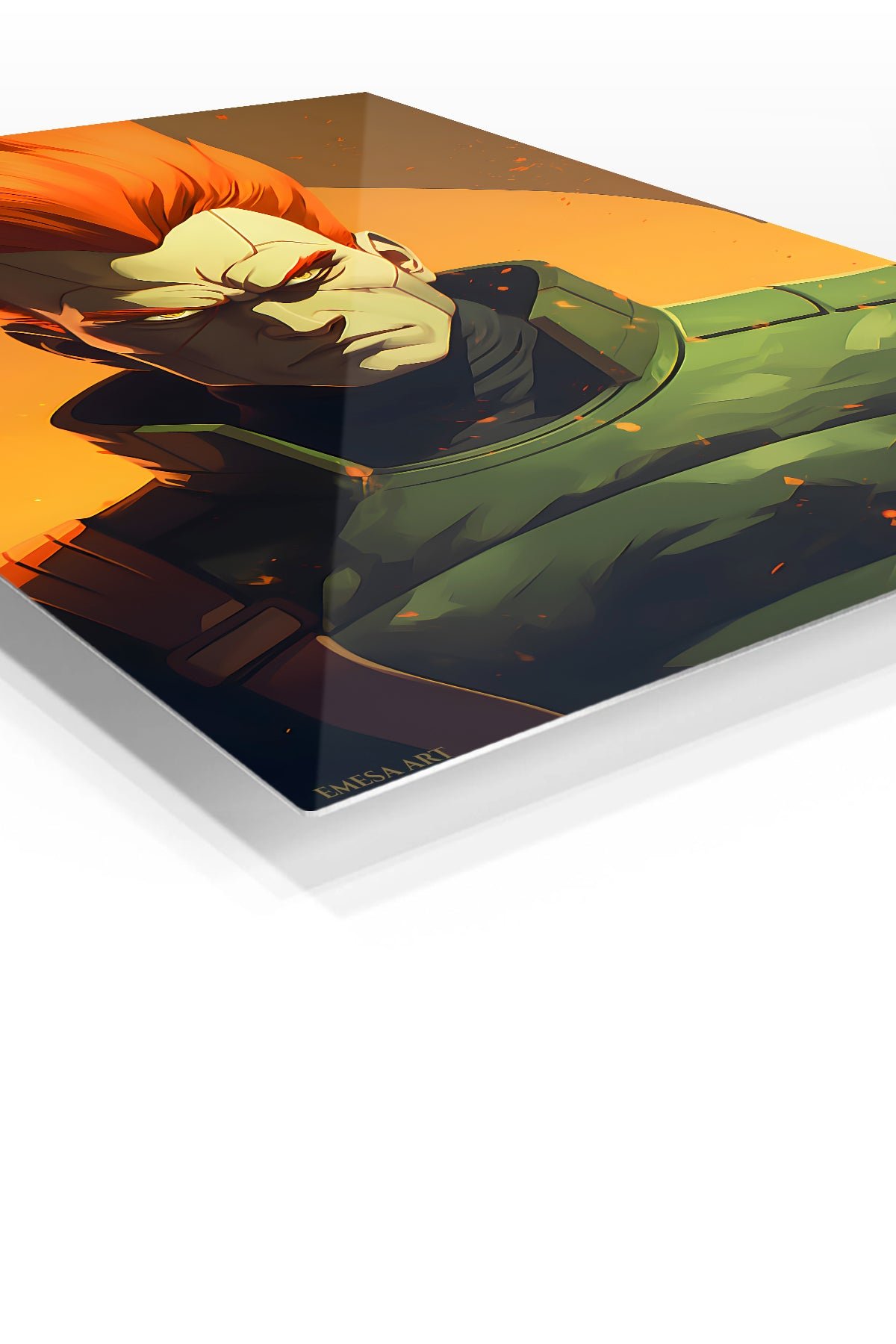 Ember-Haired Armored Warrior metal wall art print, view 2
