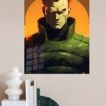 Ember-Haired Armored Warrior metal wall art print, view 4