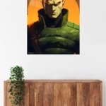 Ember-Haired Armored Warrior metal wall art print, view 5
