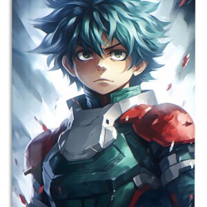Teal-Haired Armored Hero metal wall art print