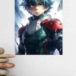 Teal-Haired Armored Hero metal wall art print, view 4