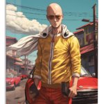 Sunglasses Hero on a Sunlit Street metal wall art print