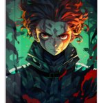 Emerald Ember Shadow Warrior metal wall art print
