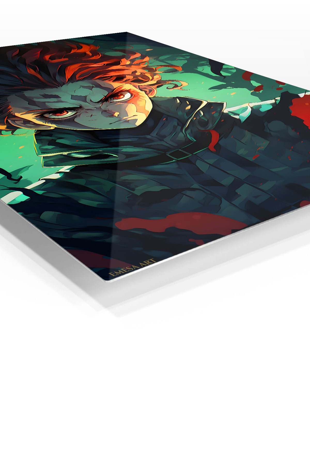 Emerald Ember Shadow Warrior metal wall art print, view 2