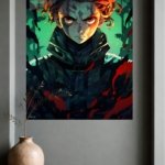 Emerald Ember Shadow Warrior metal wall art print, view 4