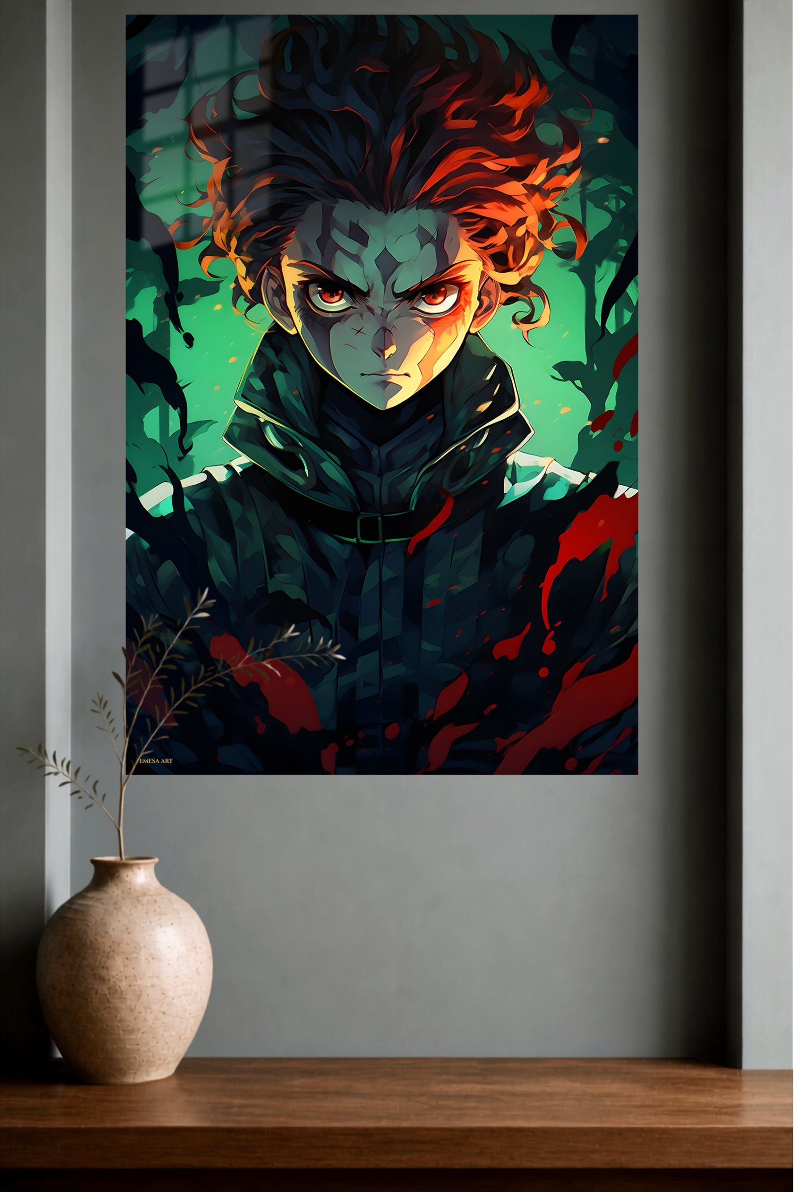 Emerald Ember Shadow Warrior metal wall art print, view 4