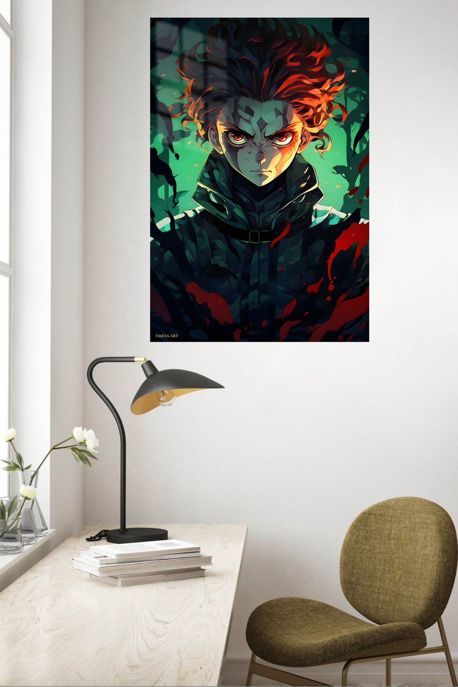 Emerald Ember Shadow Warrior metal wall art print, view 5