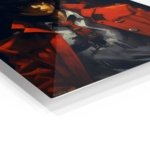 Golden-Haired Figure in Crimson Coat metal wall art print, view 2