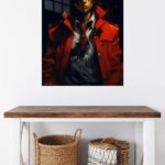 Golden-Haired Figure in Crimson Coat metal wall art print, view 5
