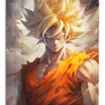 Golden Flame Warrior metal wall art print