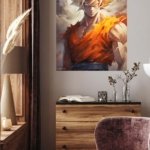 Golden Flame Warrior metal wall art print, view 5