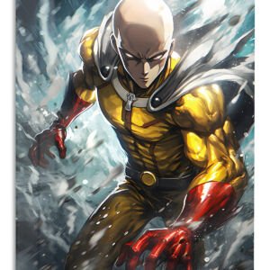 Golden Caped Hero in Flight metal wall art print